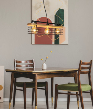 우드라운드 3등 펜던트조명,식탁조명